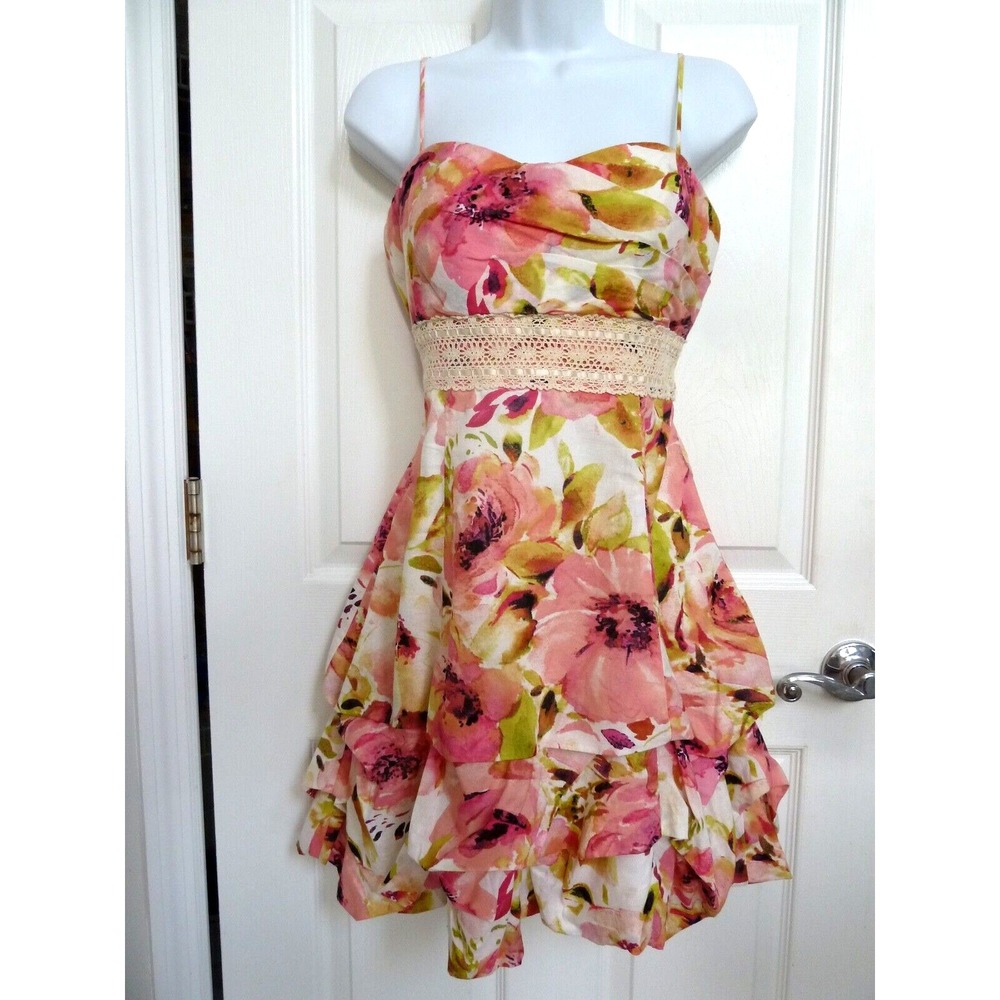 SPEECHLESS Sz 11 Sundress Puff Hem Babydoll Cottagecore Knee Length Strappy Bra